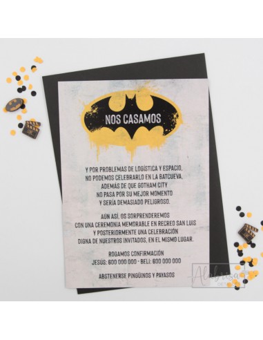 Invitación de Boda con Temática de Batman- ALABRISA detalles