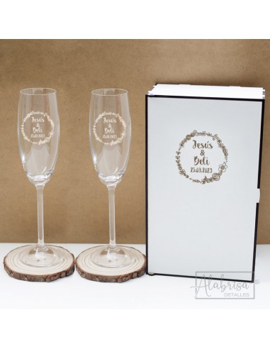 Copa de cristal para cavas y champán personalizable con su texto o logo